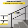 VEVOR kapaszkodókorlát kültéri lépcsők 48x35,5 hüvelykes kültéri kapaszkodó lépcsőkorlát 0 és 45 fok között állítható korlát keresztrúd lépcsőkhöz Kültéri alumínium fekete lépcsőkorlát