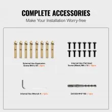 VEVOR Handrail Banister Outdoor Stairs 48X35.5 Inch Outdoor Handrail Stair Railing Adjustable from 0 to 45 Degrees Handrail for Cross Bar Stairs Outdoor Aluminum Black Stair Railing