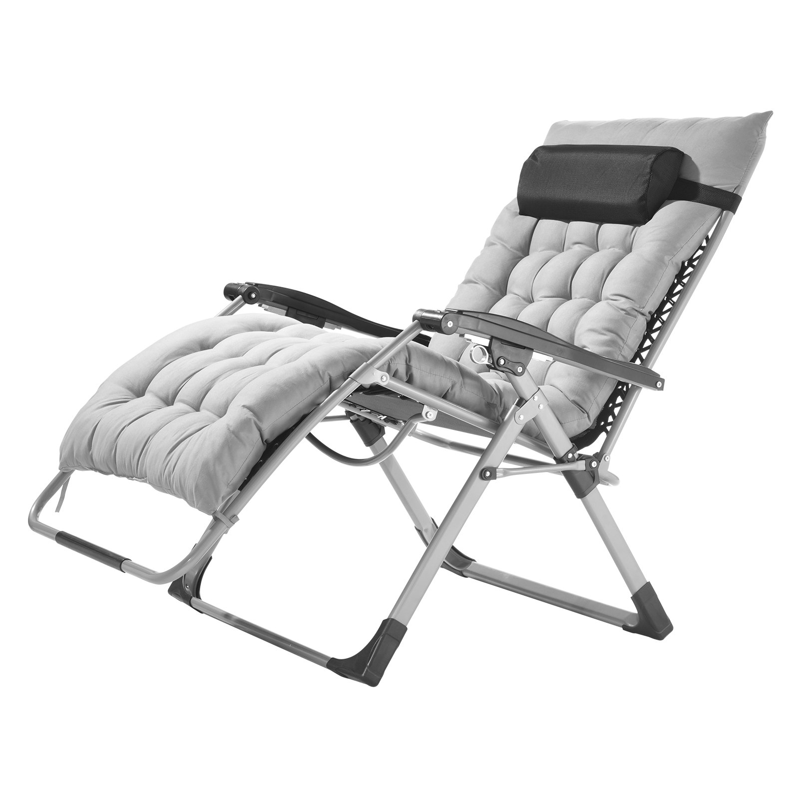 VEVOR Zero Gravity Chair, 825 mm Zero Gravity Recliner Lounge Chair for Indoor and Outdoor, Adjustable Anti Gravity Chair with Cushion, Headrest, Footrest, and Cupholder, 500 lbs, Gray
