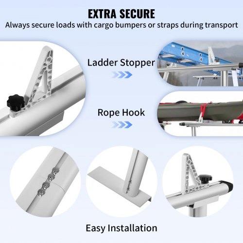VEVOR Truck Rack Pickup Truck Bed Ladder Rack Adjustable w/ Ladder Stop White