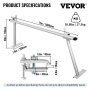 VEVOR Truck Rack Pickup Truck Bed Ladder Rack Adjustable w/ Ladder Stop White