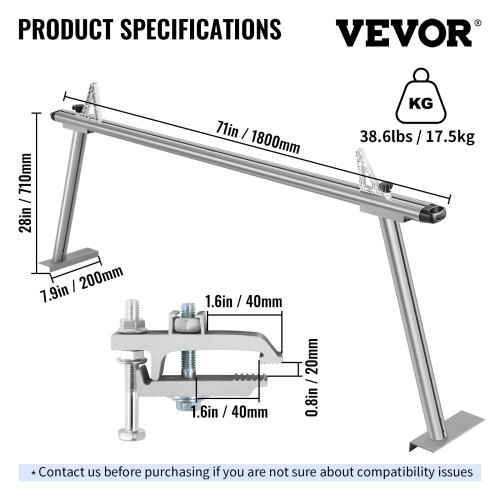 VEVOR Truck Rack Pickup Truck Bed Ladder Rack Adjustable w/ Ladder Stop Silver