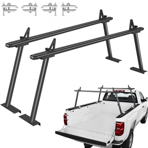 VEVOR Universal Truck Rack, 800 lbs Capacity, Extendable Aluminum Pickup Truck Ladder Rack with Non-Drilling C-Clamps, Heavy Duty Truck Bed Rack Two Bar Set for Kayaks, 71x28x7.9 in, Black