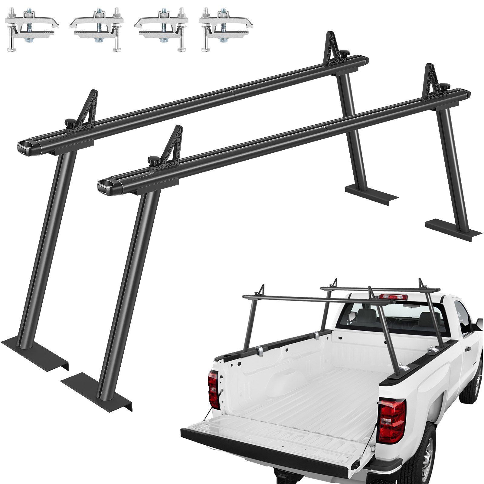 VEVOR Truck Rack Pickup Truck Bed Ladder Rack Adjustable w/ Ladder Stop Black