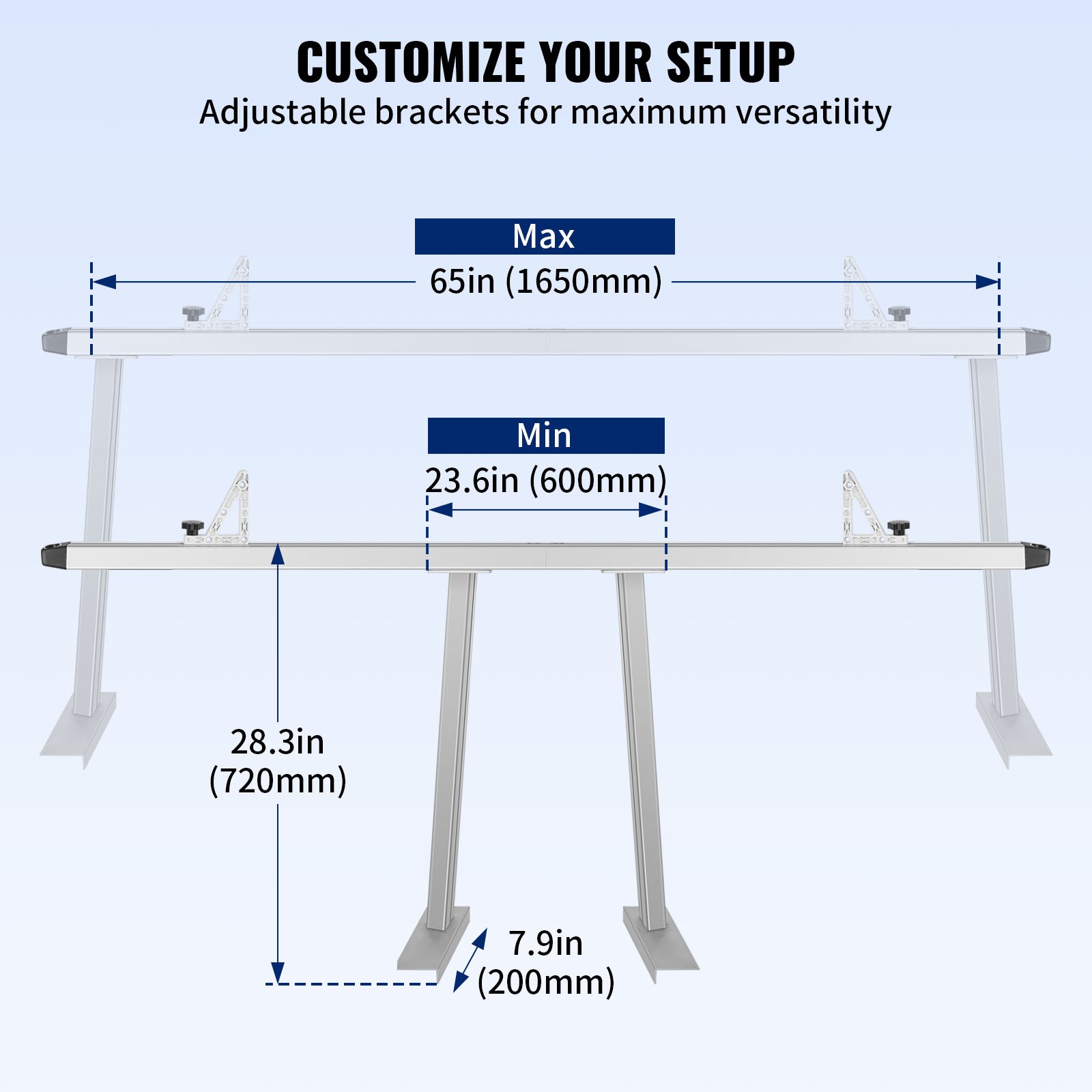 VEVOR Truck Rack Pickup Adjustable Truck Bed Ladder Rack Universal w/ Ladder Stop