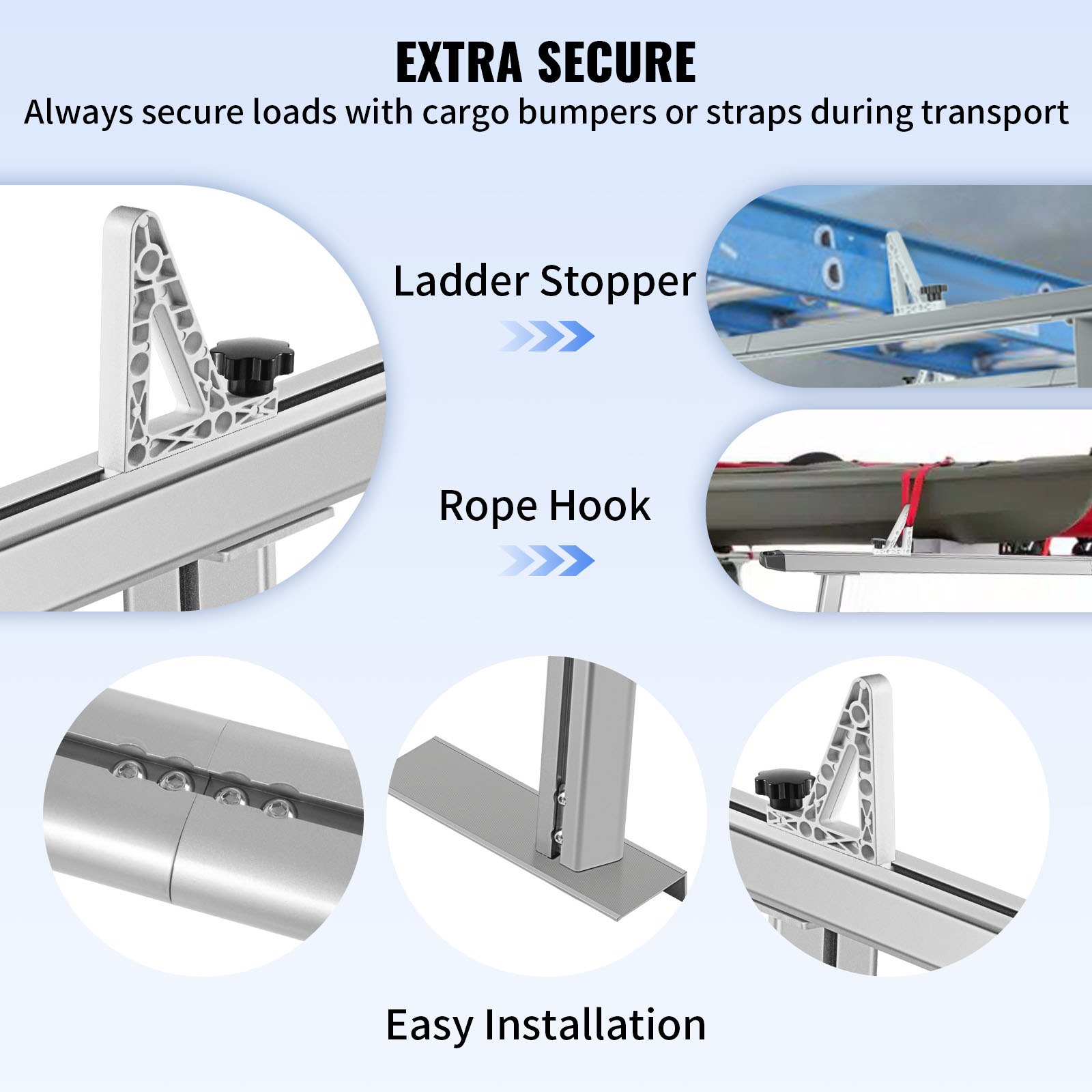 VEVOR Truck Rack Pickup Adjustable Truck Bed Ladder Rack Universal w/ Ladder Stop