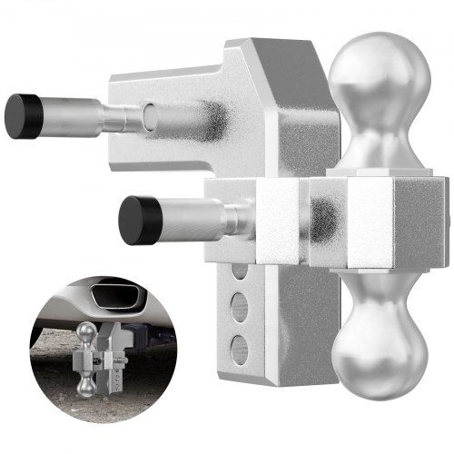 VEVOR Adjustable Trailer Hitch, Fits 2" Receiver, 4" Drop Ball Mount Hitch w/ Forged Aluminum Shank & Two Iron Balls, 12500 LBS Towing Capacity for Most Common Needs, Dual Locking Pins Included