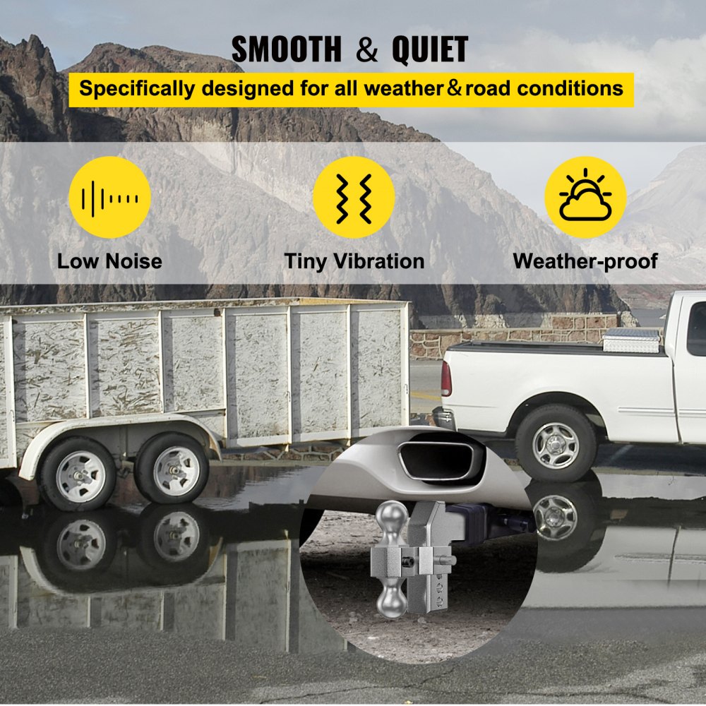 VEVOR Adjustable Trailer Hitch, Fits 2" Receiver, 4" Drop Ball Mount Hitch w/ Forged Aluminum Shank & Two Iron Balls, 12500 LBS Towing Capacity for Most Common Needs, Dual Locking Pins Included