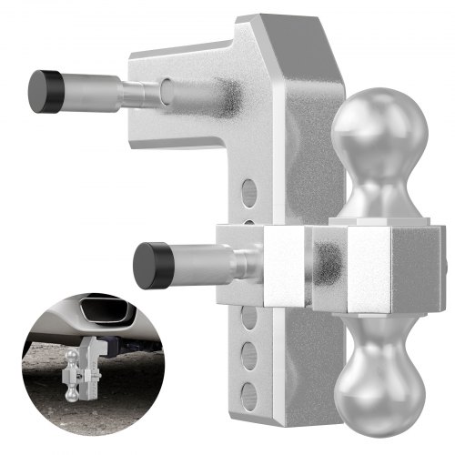 VEVOR Adjustable Trailer Hitch, Fits 2" Receiver, 6" Drop Ball Mount Hitch w/ Forged Aluminum Shank & Two Iron Balls, 12500 LBS Towing Capacity for Most Common Needs, Dual Locking Pins Included