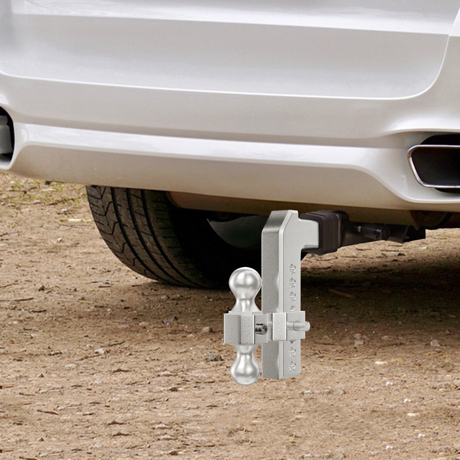 VEVOR Adjustable Trailer Hitch, Fits 2" Receiver, 8" Drop Ball Mount Hitch w/ Forged Aluminum Shank ＆ Two Iron Balls, 12500 LBS Towing Capacity for Most Common Needs, Dual Locking Pins Included