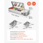 VEVOR Refrigerated Countertop Prep Unit Condiment Prep Station 26.4QT ETL, for Commercial Restaurant Salad Bar, 160W, with 3 x 1/3 & 2 x 1/4 Pans, Auto Defrost, Temp Control, Stainless Steel Cover