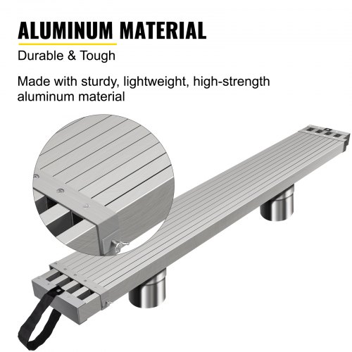 VEVOR Aluminum Work Plank, 9-15ft Telescoping Plank, 440lbs Capacity Aluminum Extension Plank, 12.5 inch Width, Aluminum Scaffolding Plank with Skid-Proof Platform Scaffold Ladder Accessory