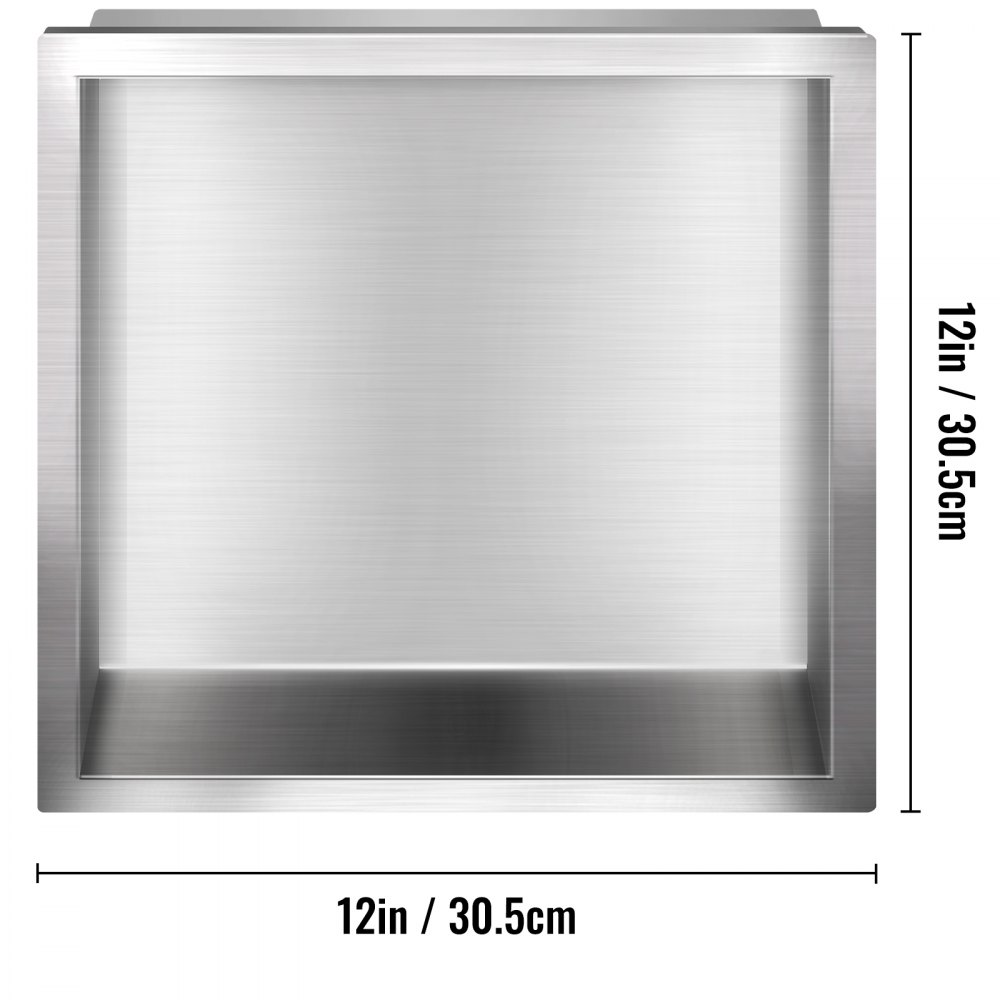 VEVOR Shower Niche Stainless Steel Shower Wall Niche Recessed 30.5x30.5x10.2 cm