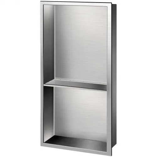 VEVOR Shower Niche Stainless Steel, 12'' x 24'' x 4'', Wall-inserted Niche Recessed, Easy to Install, Recessed Shower Shelf Modern and Elegant, Soap Niche Finish for Shower/Bathroom