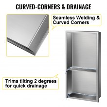 VEVOR Shower Niche Stainless Steel, 12'' x 24'' x 4'', Wall-inserted Niche Recessed, Easy to Install, Recessed Shower Shelf Modern and Elegant, Soap Niche Finish for Shower/Bathroom