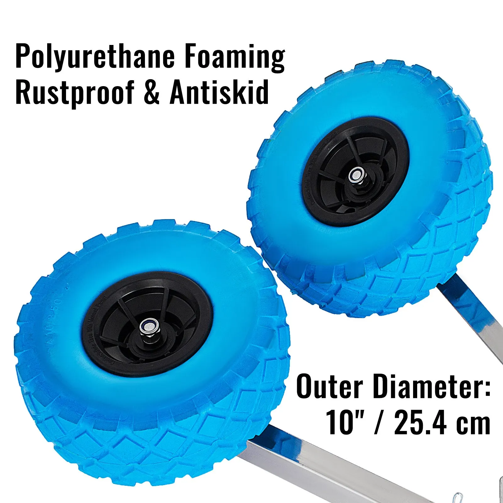 blue polyurethane foaming wheels for VEVOR boat transom launching wheel, 10&quot; diameter.