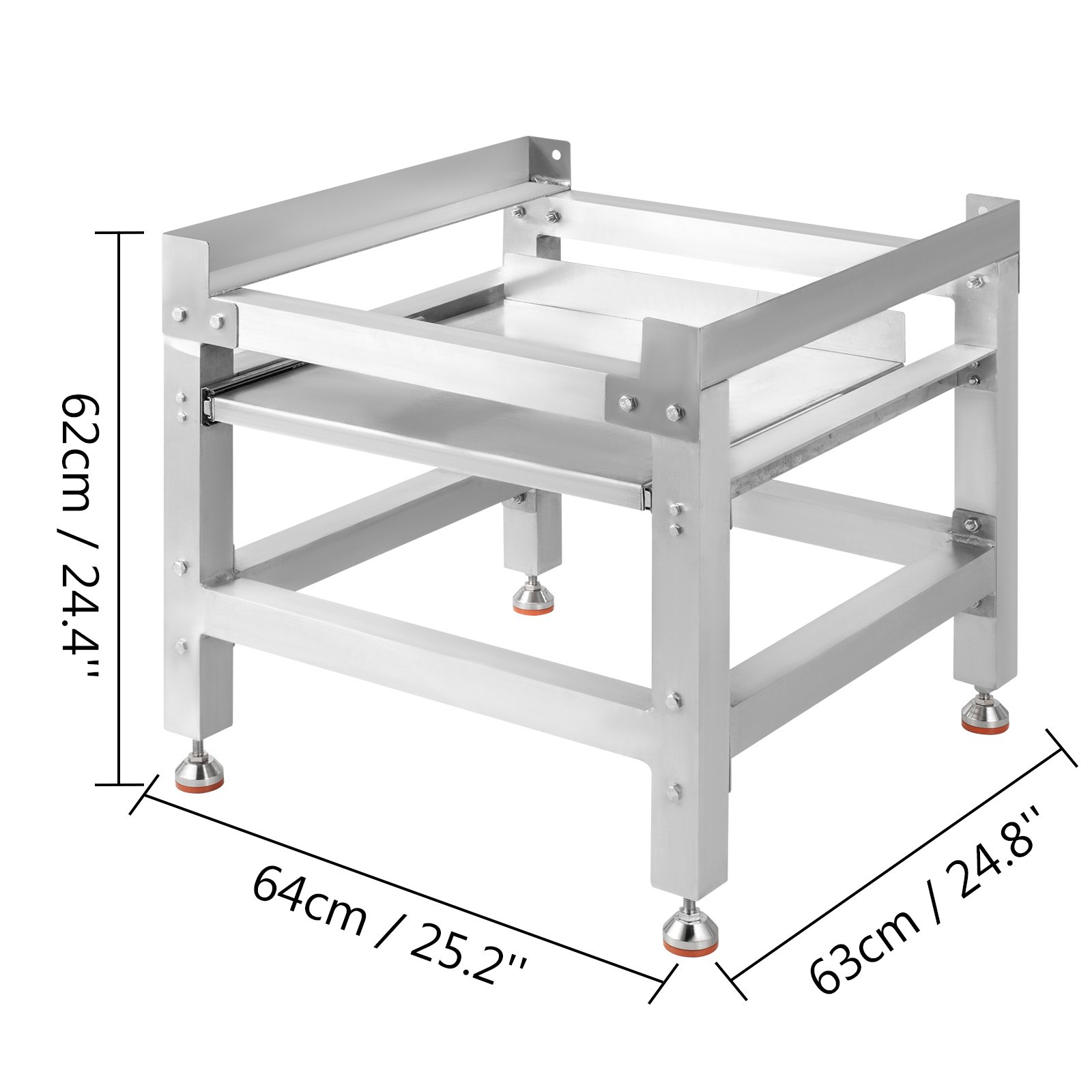VEVOR Washing Machine Stand 48x25 Inch, Washing Machine Stand Base Heavy 590LBS for Washer and Dryer Stand Aluminum Washing Machine Base with Two 66LBS Trays with 4 Adjustable Feet(Single Tray)