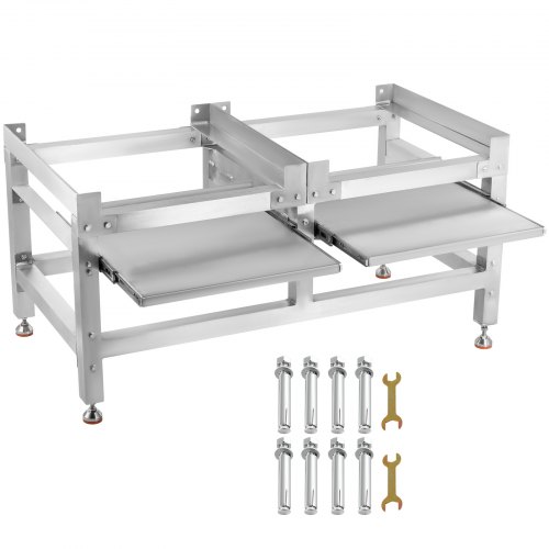 VEVOR Washing Machine Stand 300LBS, Washer Pedestals 25x25Inch, Pedestal for Washer and Dryer Stand, Aluminum Washing Machine Base with A 66LBS Tray with 4 Adjustable Feet(Double Tray)