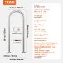 VEVOR Pool Handrail,36 x 13 inch Pool Railing, Aluminum with Base Plate for Indoor/Outdoor Pools, Humanized Swimming Pool Safety Railing for Decks, Rust-Proof Grab Bar with Accessories for Spas Docks