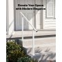 VEVOR Handrails for Outdoor Steps, 3-4 Step Aluminum Stair Hand Rail Kit, White Round Tube Stair Railings for Seniors, Concrete Steps, Porch, Deck, Heavy-Duty with Decorative Cover & Installation Kit