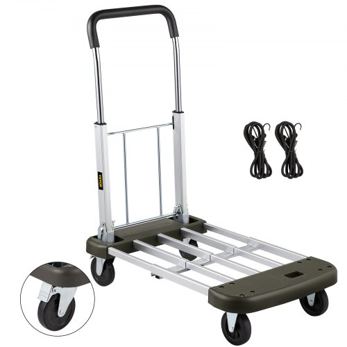 VEVOR Folding
Hand Cart 330 lb Capacity Dolly Truck w/ 4 Wheels Luggage Trolley