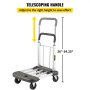 VEVOR Platform Truck Foldable, Compact Platform Cart Adjustable Length, Aluminum Folding Cart Telescoping Handle with 4 Wheels, 330 LBS Capacity