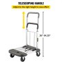 VEVOR Folding Hand Cart 150kg Capacity Dolly Truck with 4 Wheels Luggage Trolley