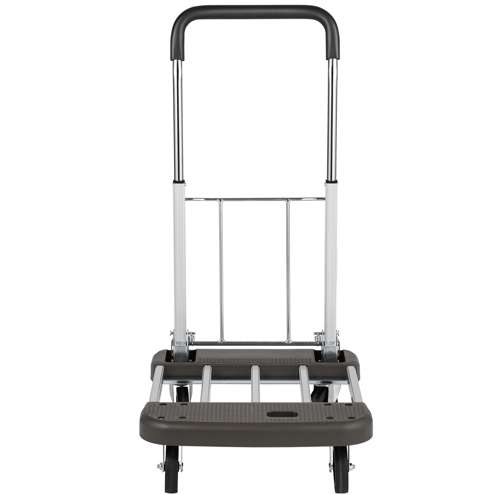 VEVOR Platform Truck Foldable, Compact Platform Cart Adjustable Length, Aluminum Folding Cart Telescoping Handle with 4 Wheels, 330 LBS Capacity