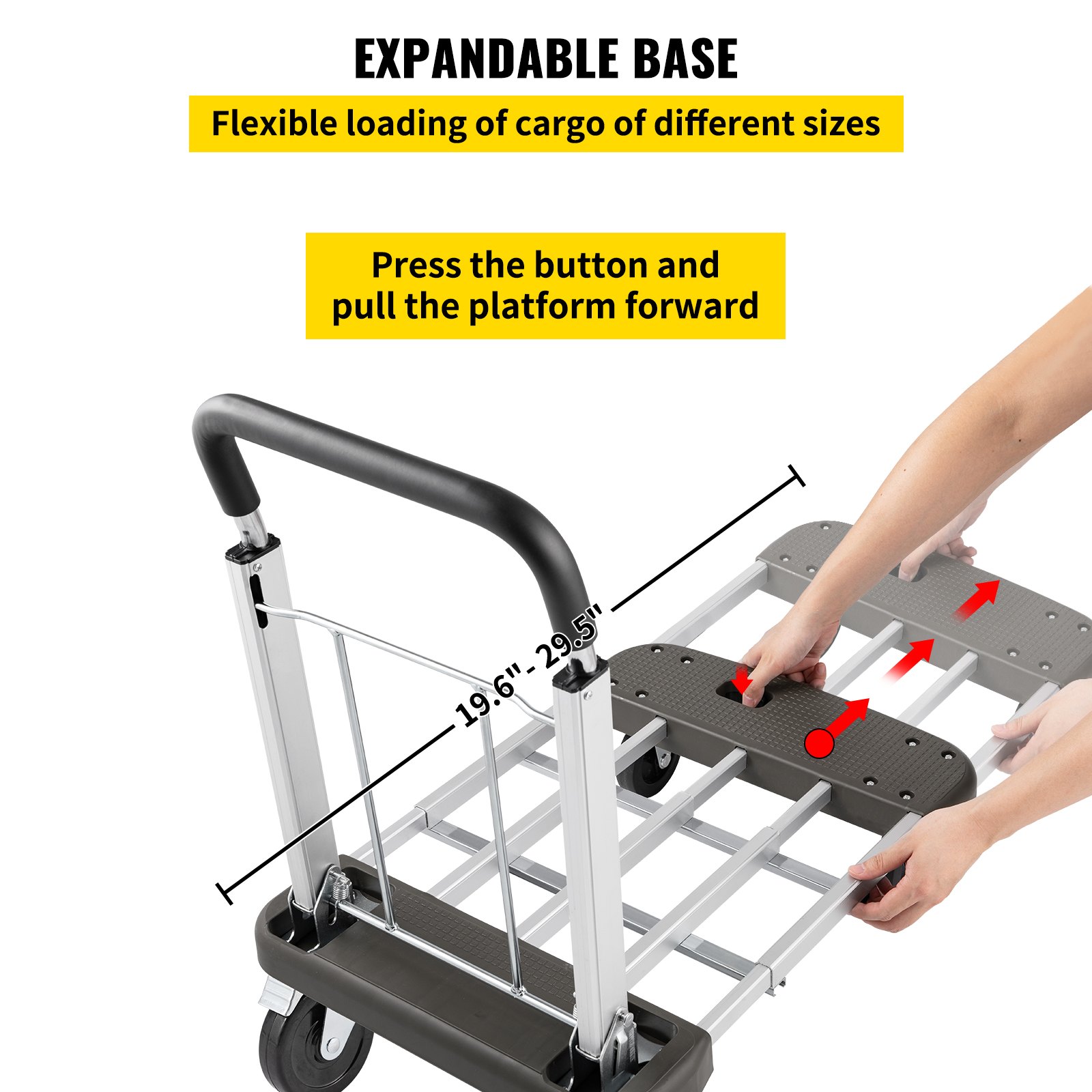VEVOR Folding
Hand Cart 330 lb Capacity Dolly Truck w/ 4 Wheels Luggage Trolley