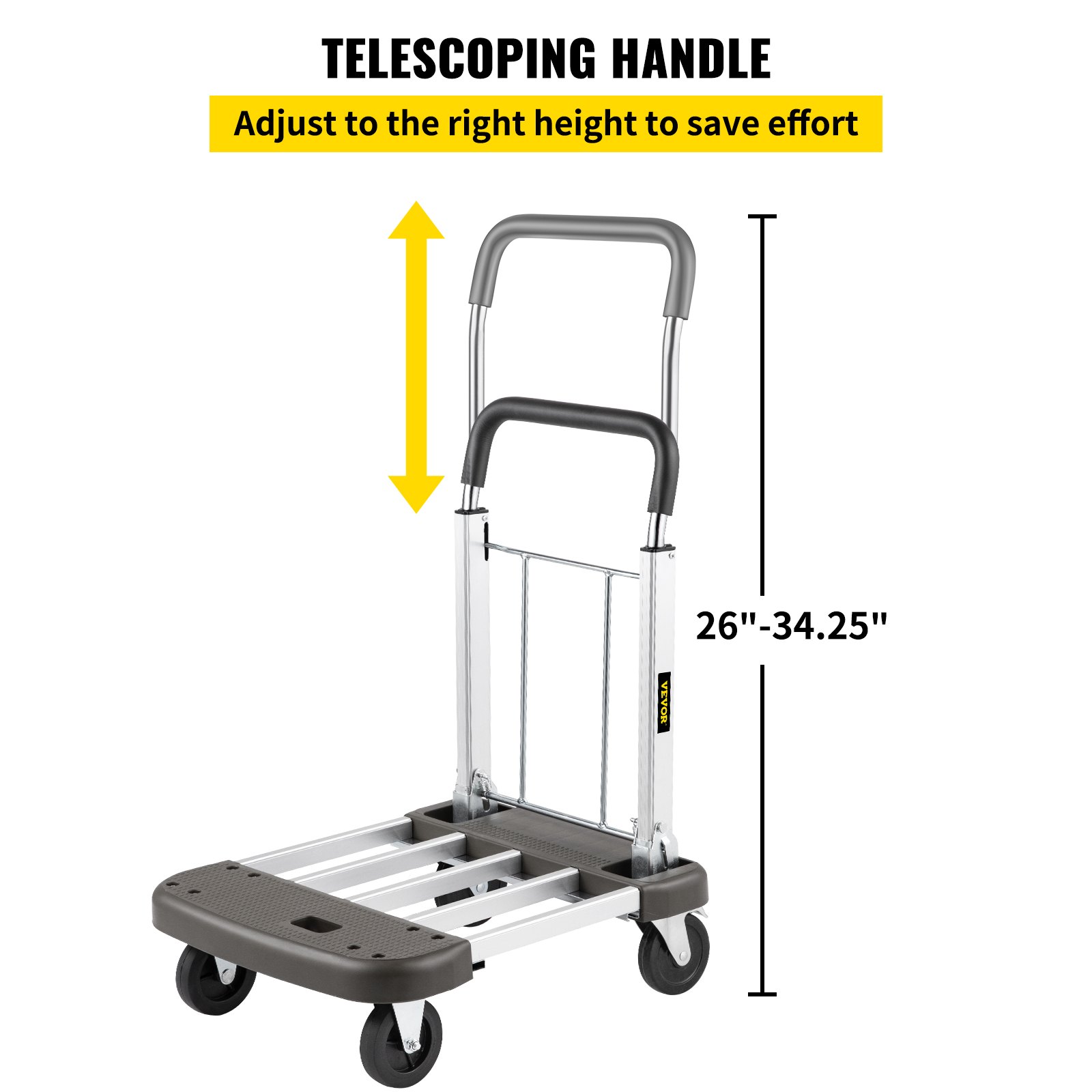 VEVOR Folding
Hand Cart 330 lb Capacity Dolly Truck w/ 4 Wheels Luggage Trolley