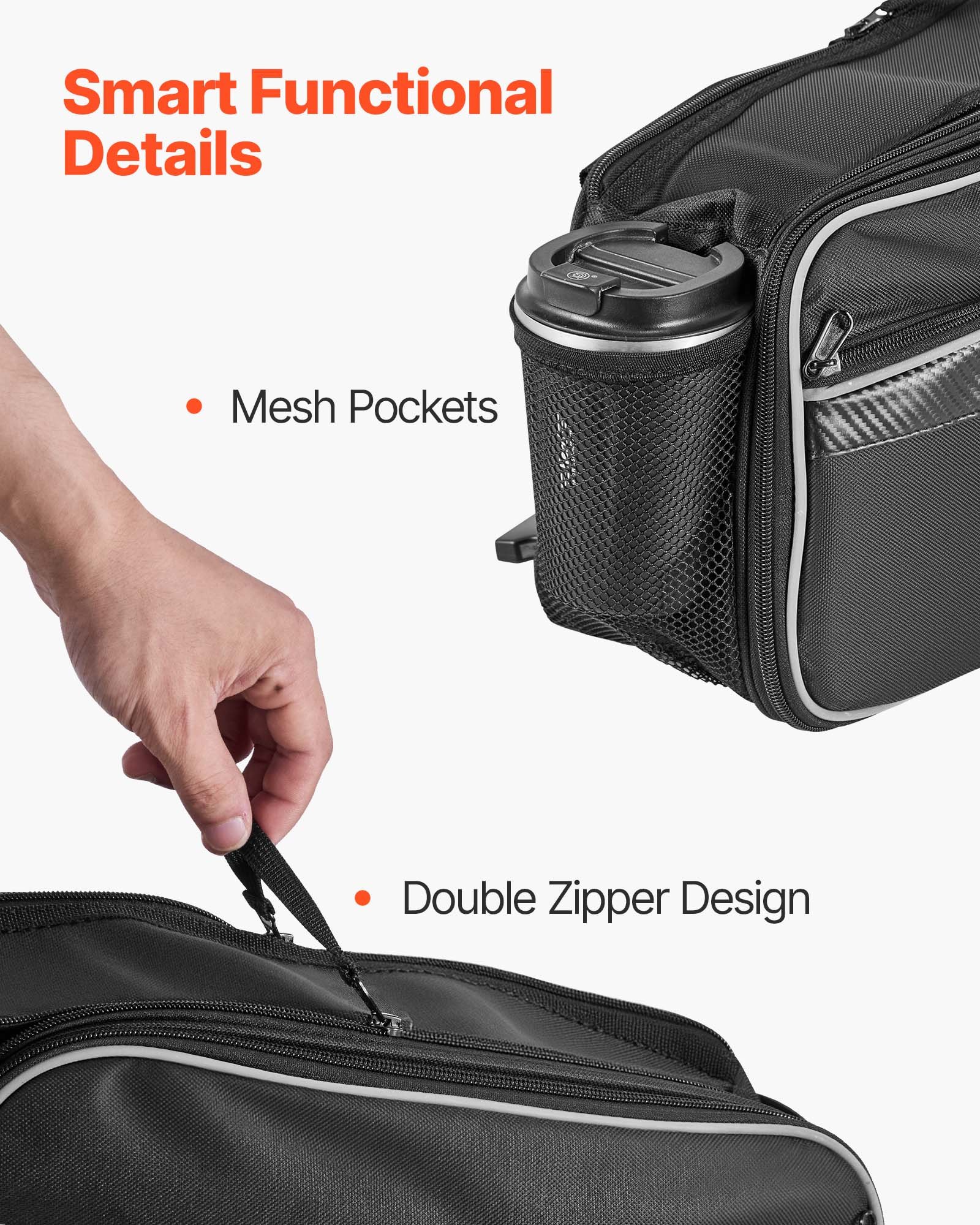 VEVOR Motorcycle Saddlebag, 30 L (15 L x 2) Large Capacity Side Saddle Bag with Waterproof Rain Cover and Straps, Compatible with Most Motorcycles, Outdoor Sports Motorbike Luggage Storage Bag, Black