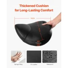 VEVOR Saddle Stool with Wheels, 450 LBS Weight Capacity Ergonomic Rolling Stool, Height Adjustable Thickened PU Leather Swivel Saddle Chair for Salon, Spa, Massage, Tattoo, Clinic, Black