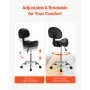 VEVOR Saddle Rolling Stool, PU Leather Rolling Stool with Backrest, 360° Swivel Drafting Stool with Thickened Cushion, Height Adjustable Rolling Work SPA Stool, for Office, Home, Salon & Bar, Black