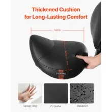 VEVOR Saddle Stool with Back Support and Wheels, 450 LBS Weight Capacity Ergonomic Rolling Stool, Height Adjustable Thickened PU Leather Swivel Saddle Chair for Salon, Spa, Massage, Tattoo, Black
