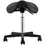 VEVOR Saddle Stool with Wheels, 181.4 kg Weight Capacity Ergonomic Rolling Saddle Stool, Height Adjustable Thickened PU Leather Swivel Saddle Stools Chair for Salon, Spa, Tattoo, Clinic, Black