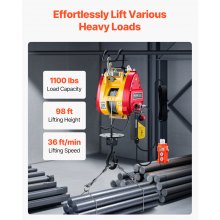 2-in-1 Portable Electric Hoist Winch 1100LBS Wired/Wireless Remote Control