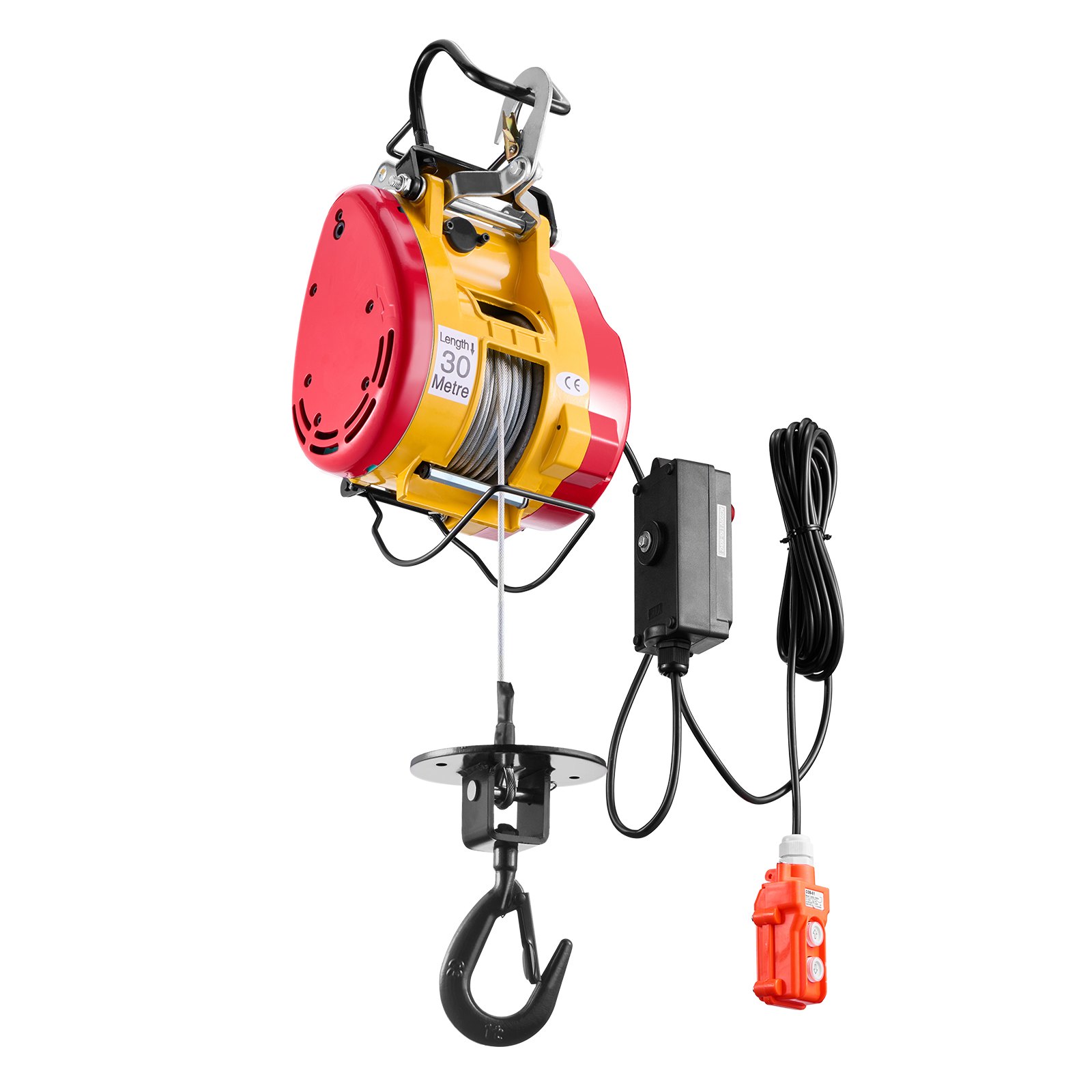VEVOR 2-in-1 Electric Hoist Winch, 500 KG Capacity, 1800W Portable Power Winch, 30 m Lifting Height, 11 m/min with Wire and Wireless Remote Control, for Garage, Warehouse, Factory Lifting Towing