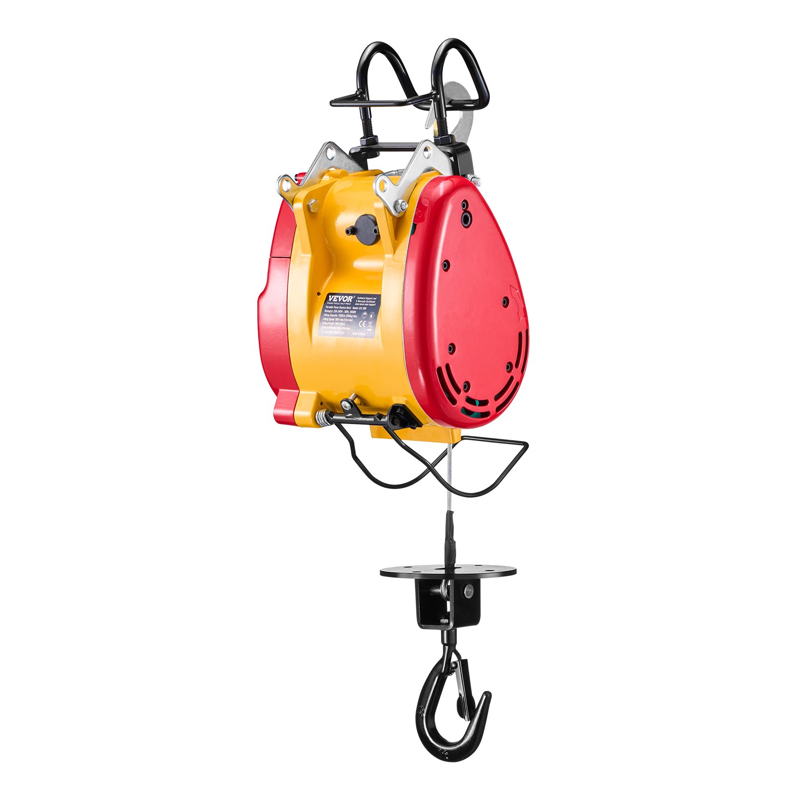 VEVOR 2-in-1 Electric Hoist Winch, 500 KG Capacity, 1800W Portable Power Winch, 30 m Lifting Height, 11 m/min with Wire and Wireless Remote Control, for Garage, Warehouse, Factory Lifting Towing