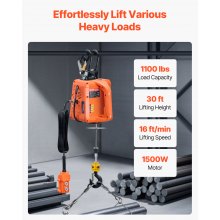 3-in-1 Portable Electric Hoist Winch 1100LBS Wired/Wireless Remote Control