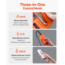 3-in-1 Portable Electric Hoist Winch 1100LBS Wired/Wireless Remote Control