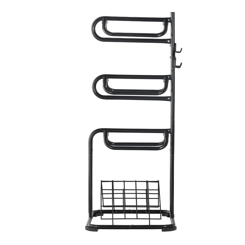 VEVOR Freestanding Saddle Stand, 762 x 737x 1740mm, 3 Tiers Saddle Rack, Heavy Duty Saddle Blanket Holder with Removable & Rotating Tiers, English & Western Saddle Rack for Tack Room Organization