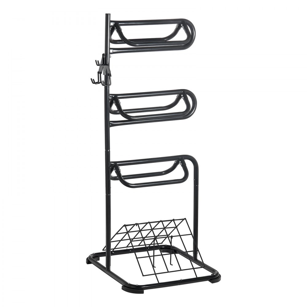 VEVOR Freestanding Saddle Stand, 762 x 737x 1740mm, 3 Tiers Saddle Rack, Heavy Duty Saddle Blanket Holder with Removable & Rotating Tiers, English & Western Saddle Rack for Tack Room Organization