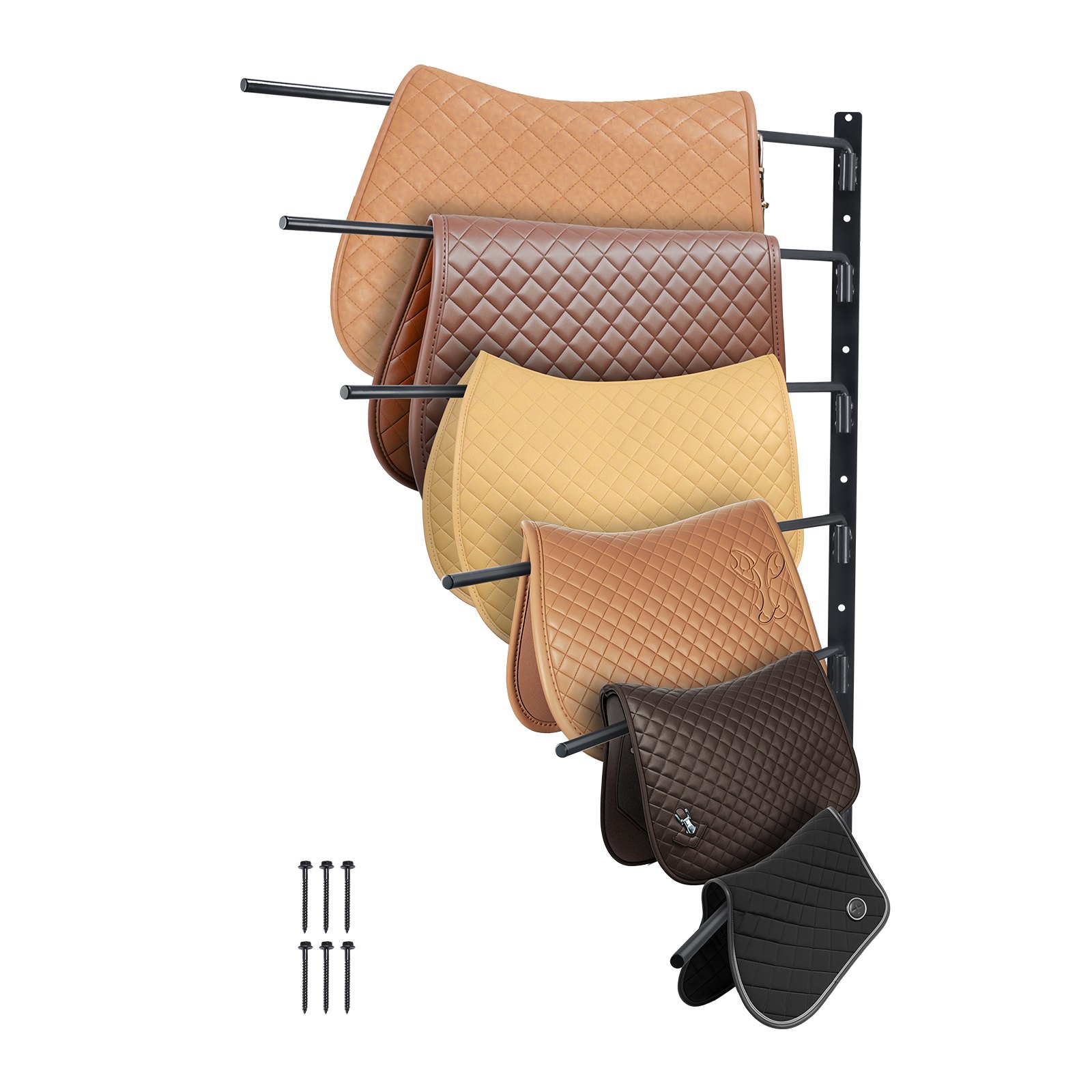 VEVOR Wall Mounted Saddle Rack, 785 x 760 x 30.5mm, Swing Out Saddle Holder, Six Tiers Horse Saddle Stand, Space Saving Horse Pad and Blanket Rack for Tack Room Organization Trailer Accessories