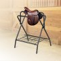 VEVOR Folding Saddle Rack, 28 x 19 x 37.5 in, Freestanding Horse Saddle Stand, Portable Horse Blanket Holder, Heavy Duty Steel Saddle Rack for English & Western Saddles, Tack Storage, Black