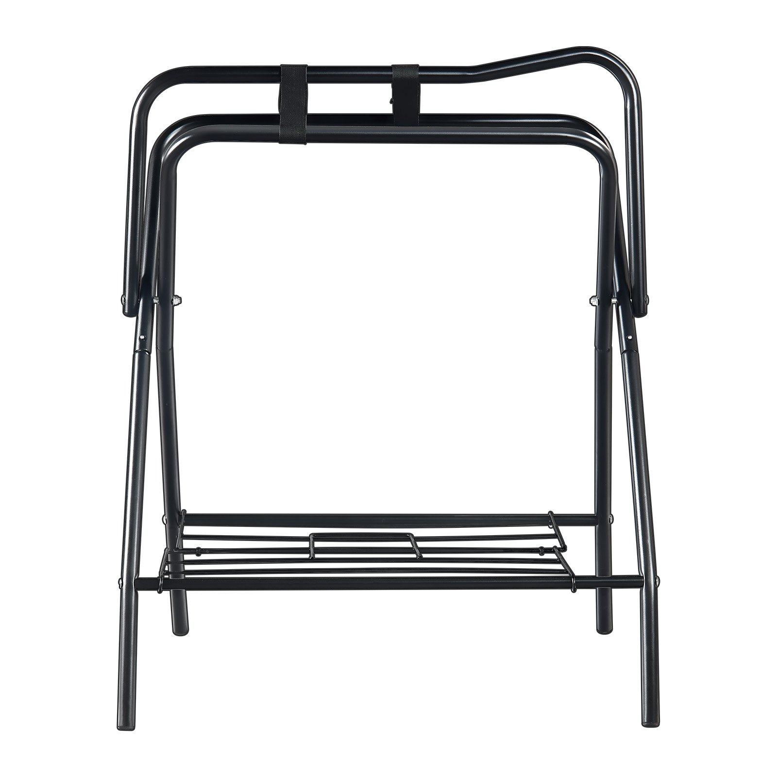 VEVOR Folding Saddle Rack, 28 x 19 x 37.5 in, Freestanding Horse Saddle Stand, Portable Horse Blanket Holder, Heavy Duty Steel Saddle Rack for English & Western Saddles, Tack Storage, Black