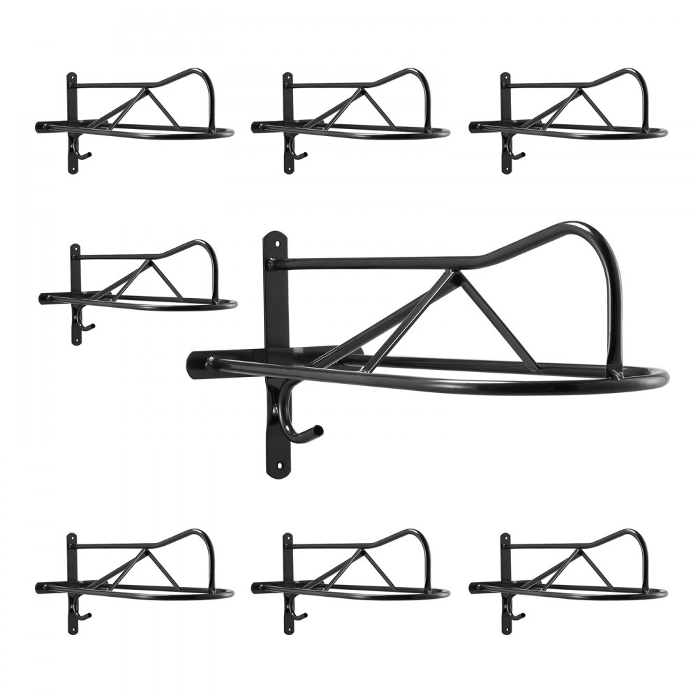 VEVOR Wall Mount Saddle Rack, 580 x 230 x 270mm, 8 Packs Horse Saddle Rack with Pad Bar, Portable Saddle Stand for English & Western Saddle, Horse Tack Storage for Equestrian Garden, Black
