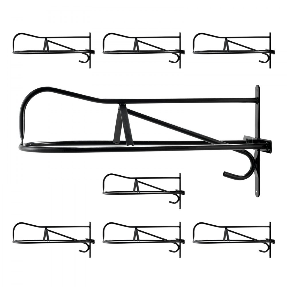 VEVOR Wall Mount Saddle Rack, 580 x 230 x 270mm, 8 Packs Horse Saddle Rack with Pad Bar, Portable Saddle Stand for English & Western Saddle, Horse Tack Storage for Equestrian Garden, Black