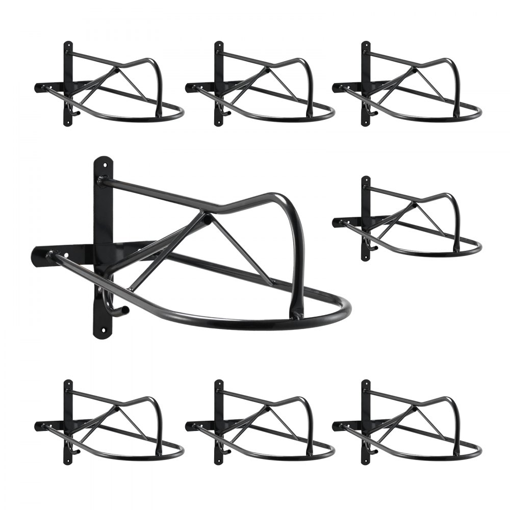 VEVOR Wall Mount Saddle Rack, 580 x 230 x 270mm, 8 Packs Horse Saddle Rack with Pad Bar, Portable Saddle Stand for English & Western Saddle, Horse Tack Storage for Equestrian Garden, Black