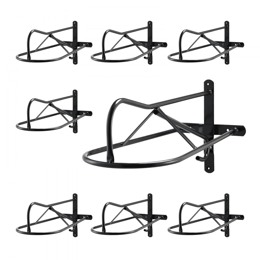 VEVOR Wall Mount Saddle Rack, 580 x 230 x 270mm, 8 Packs Horse Saddle Rack with Pad Bar, Portable Saddle Stand for English & Western Saddle, Horse Tack Storage for Equestrian Garden, Black
