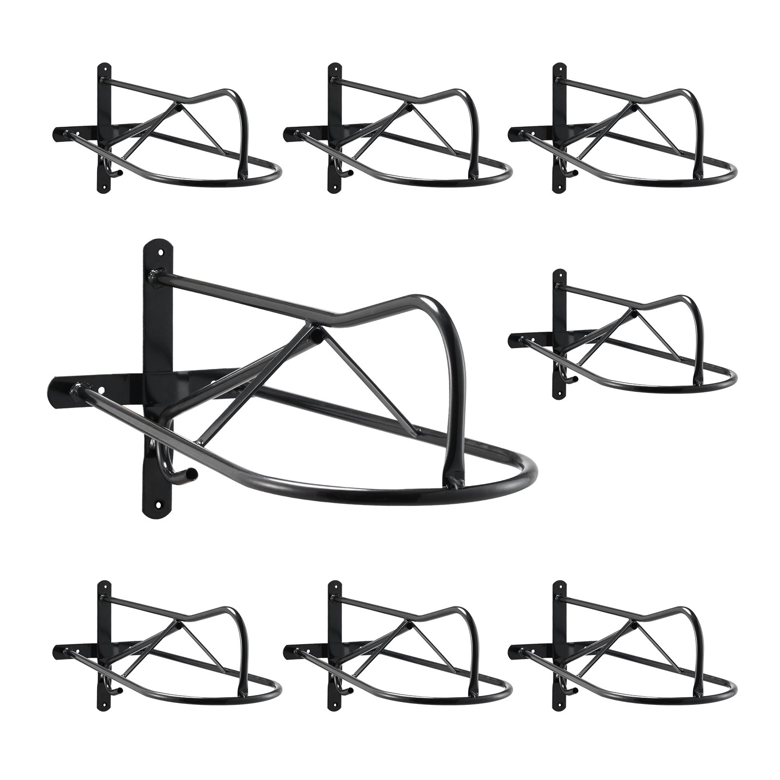 VEVOR Wall Mount Saddle Rack, 27.3 x 16.3 x 12.5 in, 8 Packs Horse Saddle Rack with Pad Bar, Portable Saddle Stand for English & Western Saddle, Horse Tack Storage for Equestrian Garden, Black